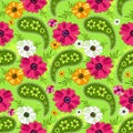 Seamless green floral pattern