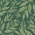 Seamless green floral pattern with leafs Royalty Free Stock Photo