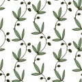 Seamless Green Floral Pattern With Olive Branches Royalty Free Stock Photo