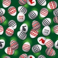 Seamless green gambling background with red and black symbols o