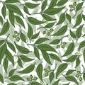Seamless green leaf pattern. Royalty Free Stock Photo