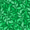 Seamless green pattern with a leaves and plants, spring summer wallpaper, can be used for textile printing, ad, bannr