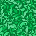 Seamless green pattern with a leaves and plants, spring summer wallpaper, can be used for textile printing Royalty Free Stock Photo