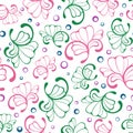 Seamless green and pink colored decorative pattern