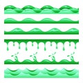 Seamless green poisoned water waves and drops vector tiles set