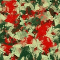 Seamless green, red with black watercolor pattern. Abstract background and texture. Fashionable textile, fabric, packaging. Royalty Free Stock Photo