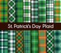 16 Seamless Green St. Patrick`s Day Plaid