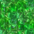 Seamless green texture with protruding cubes. Glass squares stick out unevenly from the surface.