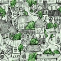 Seamless green town illustration