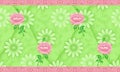 Seamless green traditional indian textile flower border