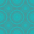 Seamless green white abstract geometric pattern with floral elements arabesques