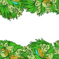 Seamless greenl hand drawn floral ornament