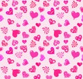 Seamless greeting pattern with cute lovely pink hearts for Valentine\'s Day, Mother\'s Day, wedding