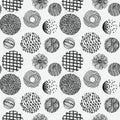 Seamless grunge doodle modern pattern. Geometry circle fabric sample Royalty Free Stock Photo