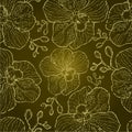 Seamless grunge floral orchid pattern