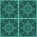 Seamless grunge ornamental pattern on green background Royalty Free Stock Photo