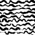 Seamless Grunge Waves Hand Drawn Dry Brush Sea Style Pattern. Royalty Free Stock Photo