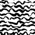 Seamless Grunge Waves Hand Drawn Dry Brush Sea Style Pattern. Royalty Free Stock Photo