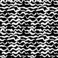 Seamless Grunge Waves Hand Drawn Dry Brush Sea Style Pattern. Royalty Free Stock Photo