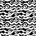 Seamless Grunge Waves Hand Drawn Sea Style Pattern. Royalty Free Stock Photo