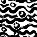Seamless Grunge Waves Hand Drawn Sea Style Pattern. Royalty Free Stock Photo