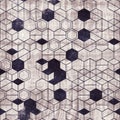 Seamless grungy hexagon pattern isometric geometry net print Royalty Free Stock Photo
