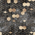 Seamless grungy hexagon pattern isometric geometry net print Royalty Free Stock Photo