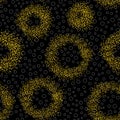 Seamless halftone gold pattern. Abstract vector colored round dots background. Halftone metal particles. Royalty Free Stock Photo