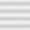 Seamless halftone horizontal spot-lines pattern of black rounded squares on white. Contrasty halftone background. Vector