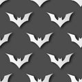 Seamless Halloween bat paper art pattern background. Grey color for happy Halloween day decorating card and gift wrapping concept