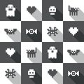 Seamless Halloween festive black and white pixel pattern in vector