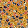 Seamless Halloween flat design. Design for wrapping paper, paper packaging, textiles