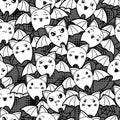 Seamless halloween kawaii cartoon pattern with