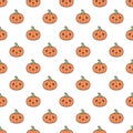 Seamless halloween pattern with cute icons pumpkins. Royalty Free Stock Photo