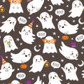 Halloween pattern of cute little ghosts