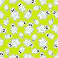 Seamless Halloween pattern with funny ghosts pattern. Vector background in cartoon style. Wrapping or textile design.