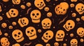 seamless halloween pattern with halloween skulls on a black background Royalty Free Stock Photo