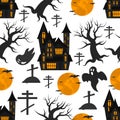 Seamless Halloween pattern with holiday symbols