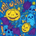 Seamless halloween pattern with horror elements