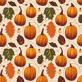 Seamless halloween pattern with pumpkins