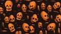 seamless halloween pattern with skulls and bats on a black background Royalty Free Stock Photo