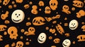 seamless halloween pattern with skulls and bones on a black background Royalty Free Stock Photo