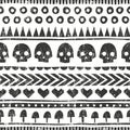 Seamless halloween pattern in tribal style. Vector background with grunge texture. Royalty Free Stock Photo