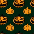 Seamless halloween patttern with pumpkin, tile texture with Jacks Lanterns, design for wrapping paper, party decorations Royalty Free Stock Photo