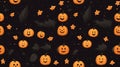 seamless halloween pumpkins pattern on a black background Royalty Free Stock Photo