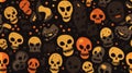 seamless halloween seamless pattern with skulls on black background Royalty Free Stock Photo