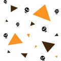 Seamless Hallowen pattern of skulls and triangle on white background flat vector illustration. Spooky wallpaper, textile, texture