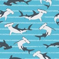 Seamless hammerhead shark pattern.