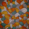 Seamless hand-drawn abstract pattern. Endless texture in warm co