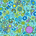 Seamless hand drawn Boho floral pattern Royalty Free Stock Photo